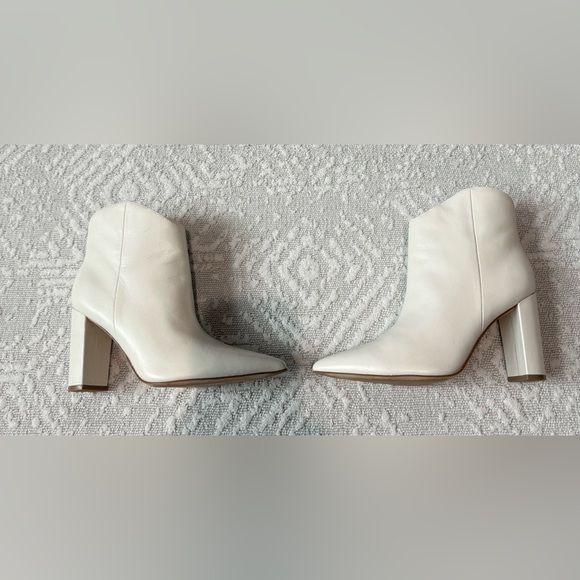 Marc Fisher White Leather Heeled Boots - Picture 3 of 5